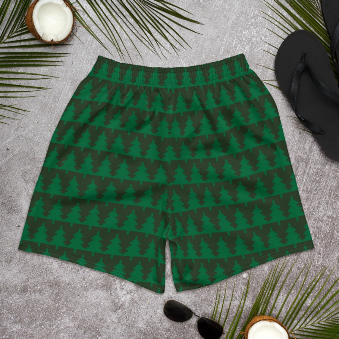 Christmas Tree Patterned Men's Athletic Long Shorts