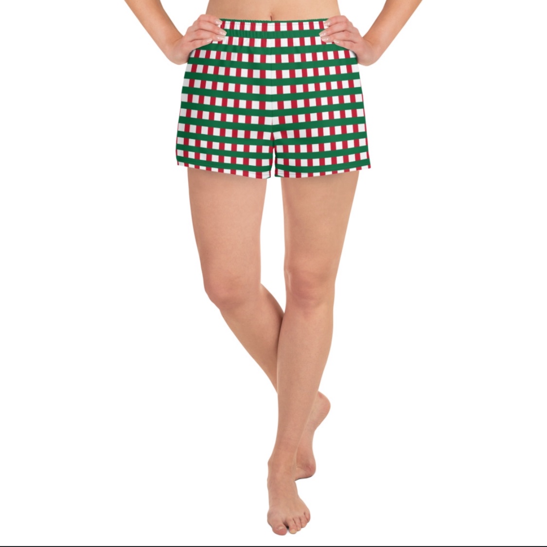 Christmas Gingham Women's Athletic Short Shorts