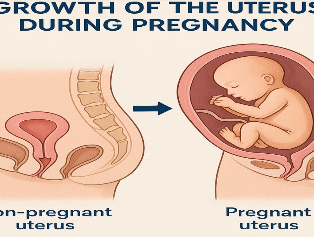 An image representing the incredible growth of the uterus during pregnancy.