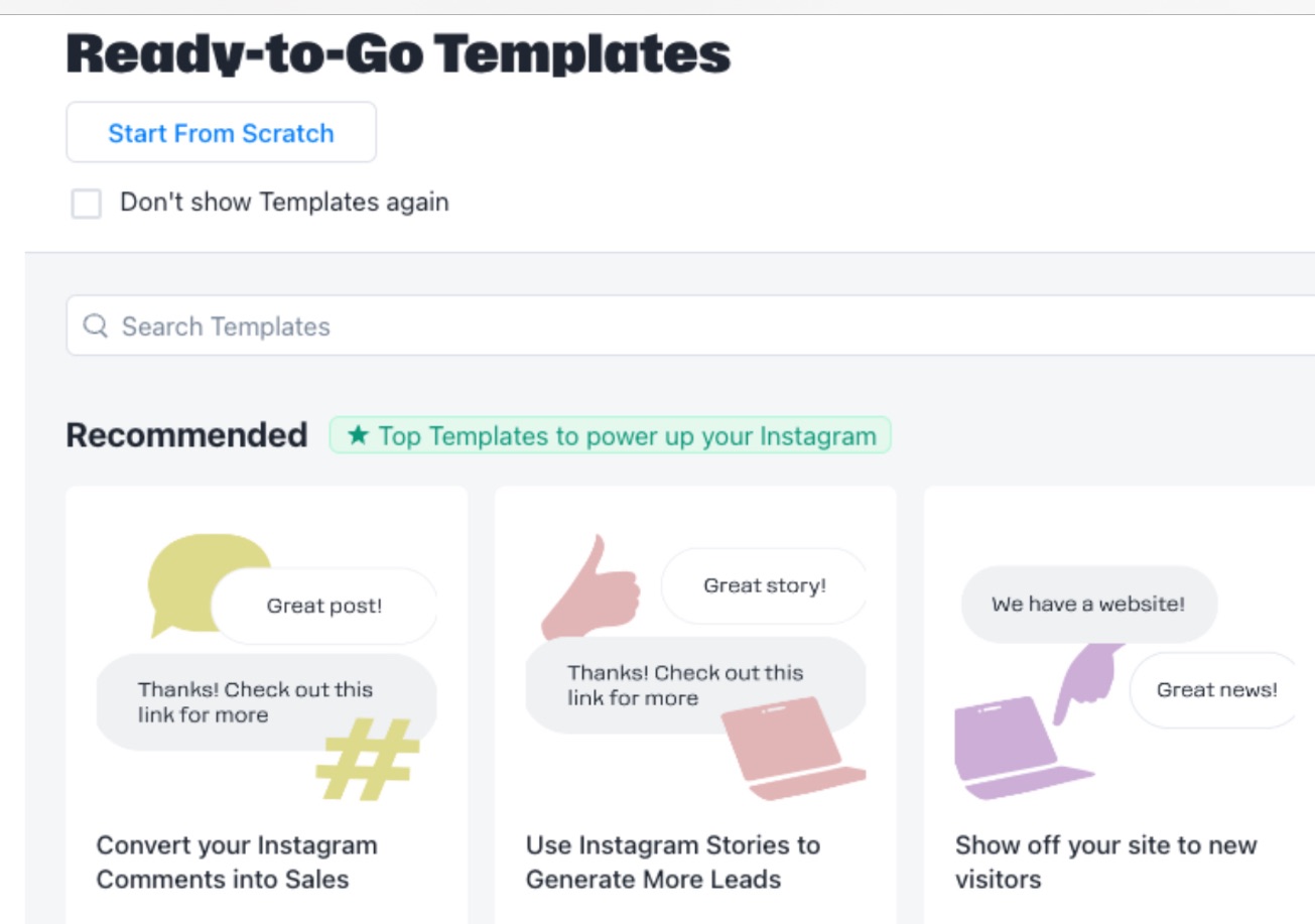 ManyChat's Ready to Go platforms